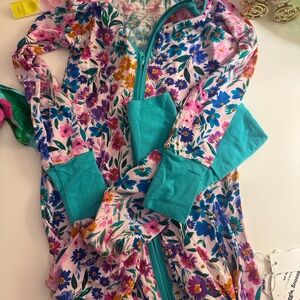 Little sleepies zippy sweet pea floral bamboo. rare print